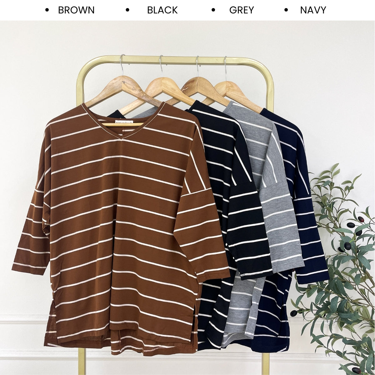 KANGKUNG IERA KASUAL WOMEN BATWING STRIPE LONG SLEEVE - C1061