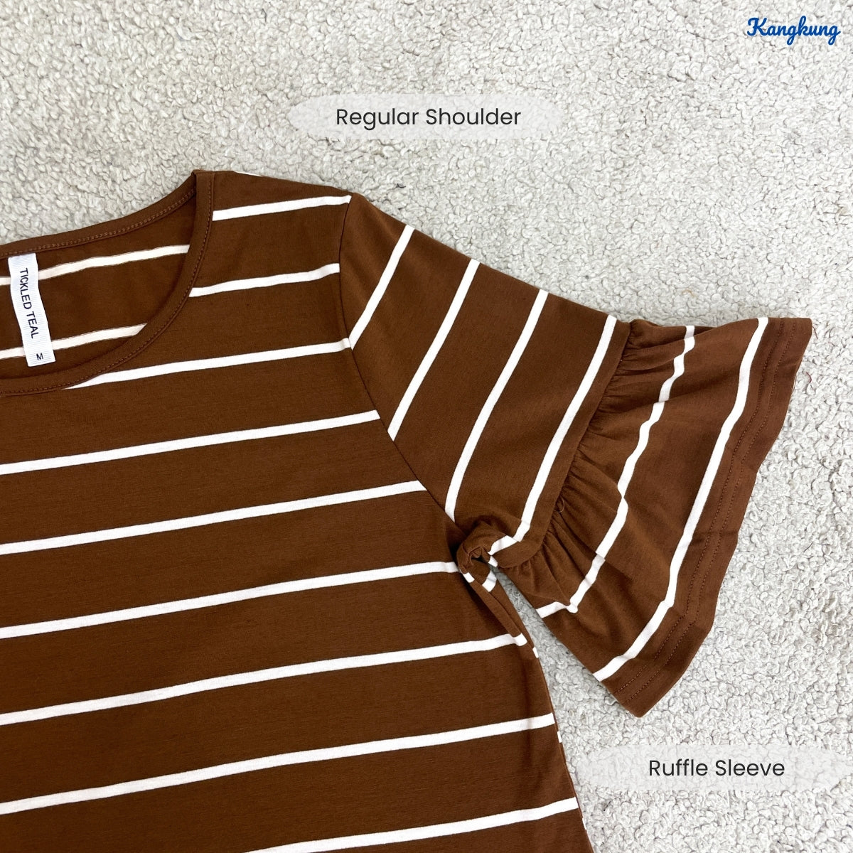 KANGKUNG TINI KASUAL WOMEN STRIPE RUFFLE SLEEVE - C1064