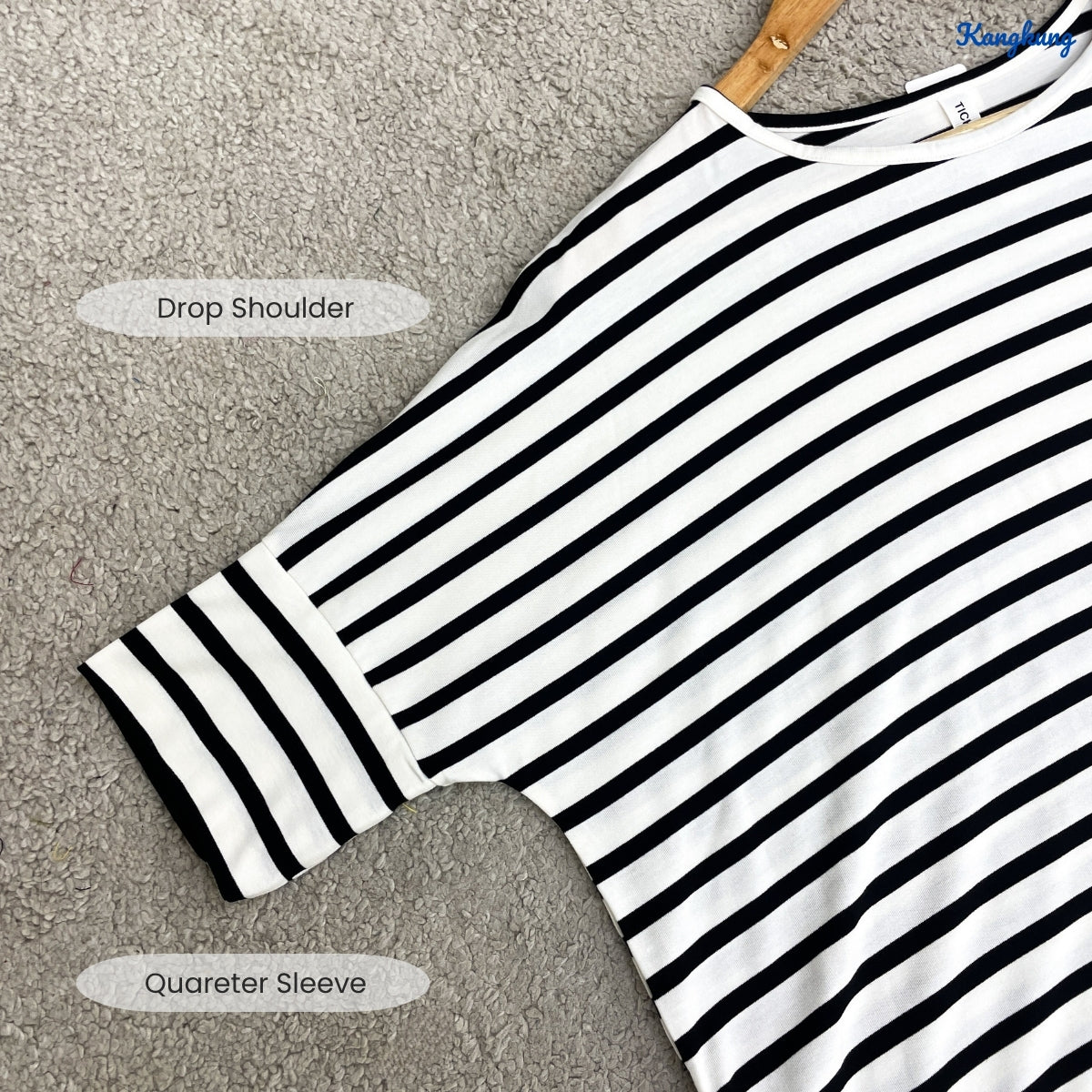 KANGKUNG AINUL KASUAL WOMEN SHIRT STRIPE QUARTER SLEEVE - C1068