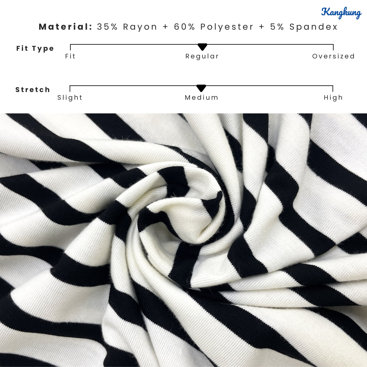 KANGKUNG AINUL KASUAL WOMEN SHIRT STRIPE QUARTER SLEEVE - C1068