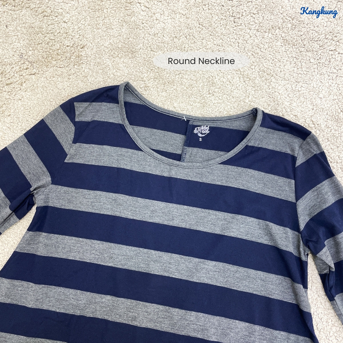 KANGKUNG AZZAHRA STRIPED FLOWY LONG SLEEVE TOP - C1070