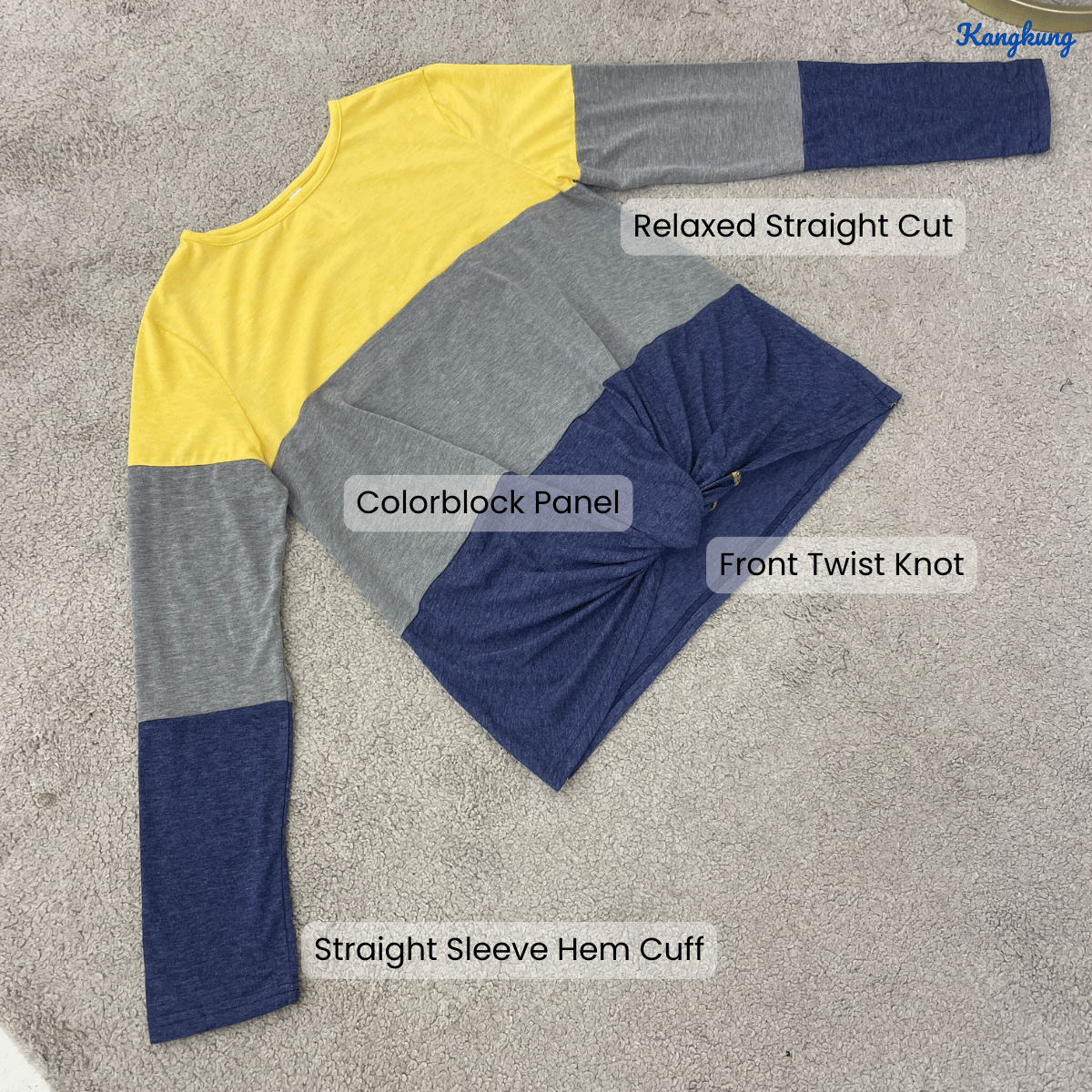 KANGKUNG THALIRA COLORBLOCK TWIST KNOT CASUAL TOP - C1074