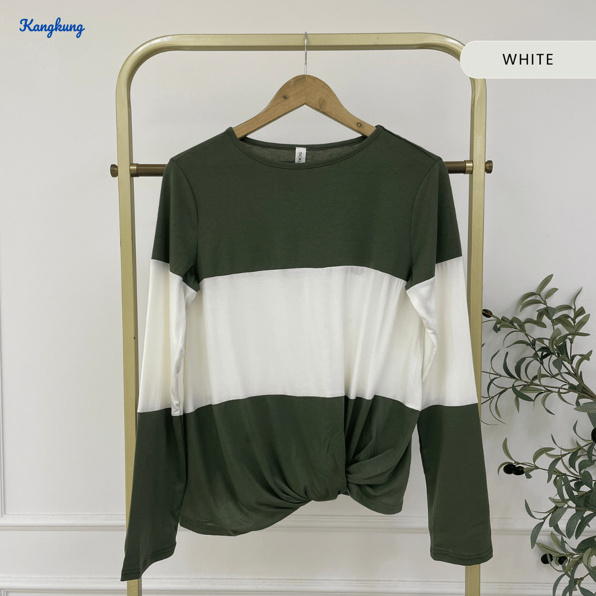 KANGKUNG THALIRA COLORBLOCK TWIST KNOT CASUAL TOP - C1074