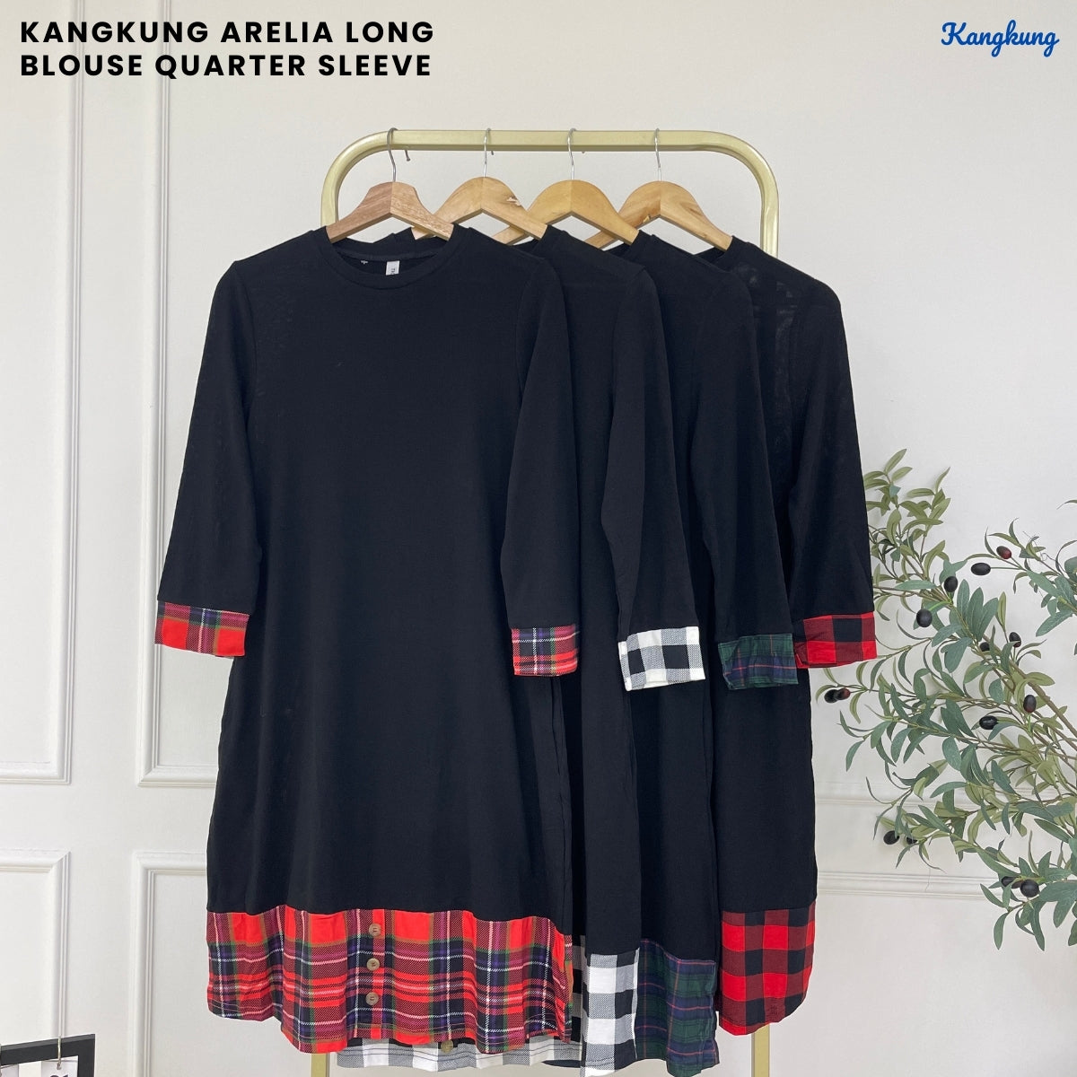 KANGKUNG ARELIA LONG BLOUSE QUARTER SLEEVE - C1078 (448)