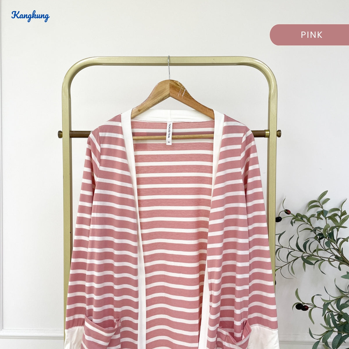 KANGKUNG YAREENA STRIPE PATTERN LONG OPEN CARDIGAN - C1080 (523)