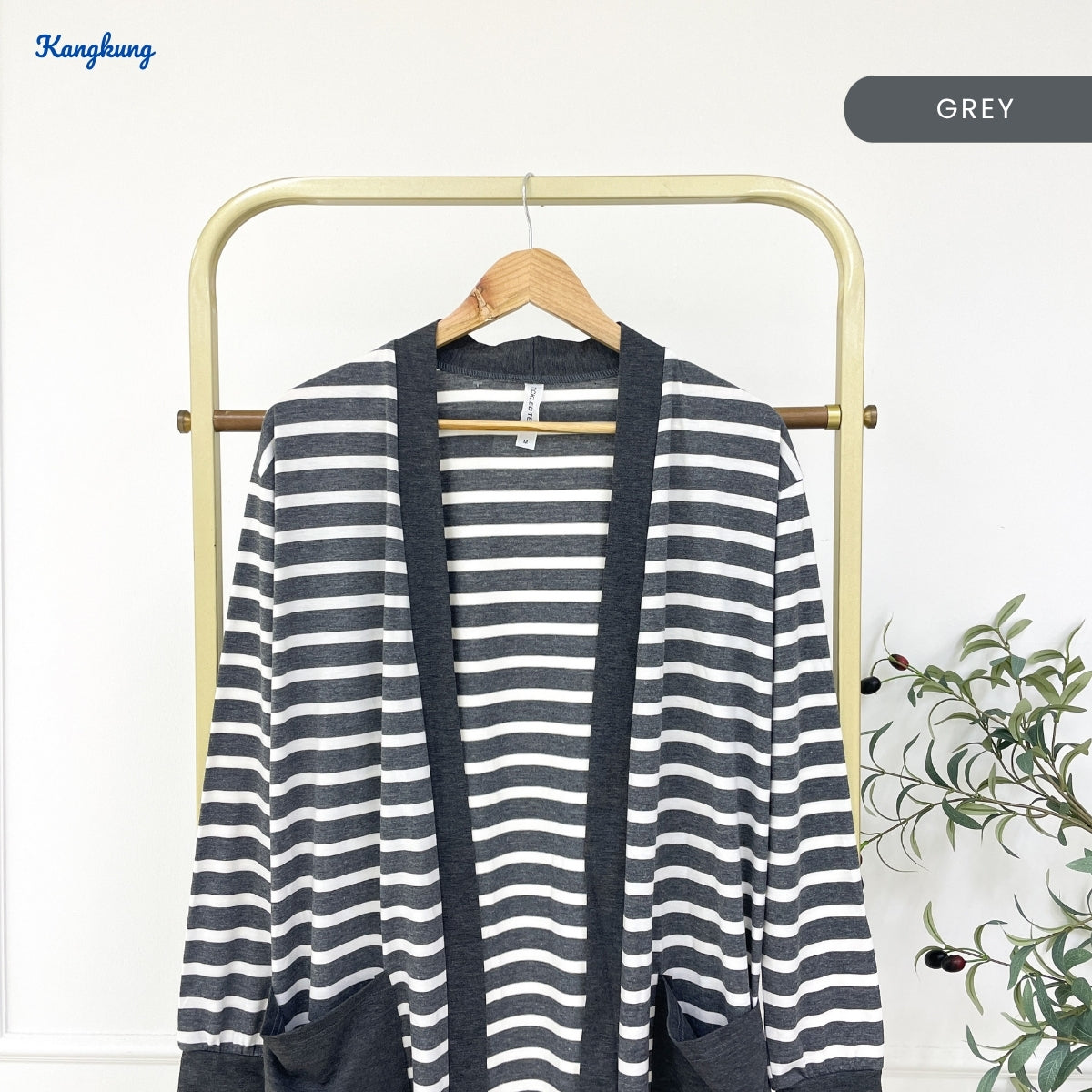 KANGKUNG YAREENA STRIPE PATTERN LONG OPEN CARDIGAN - C1080 (523)