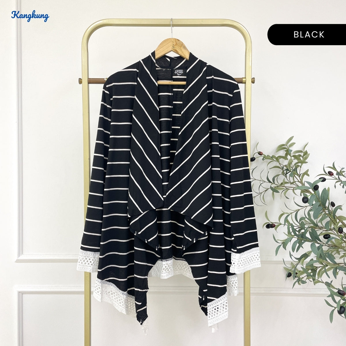 KANGKUNG FAKIRA STRIPE PATTERN LONG OPEN CARDIGAN - C1081
