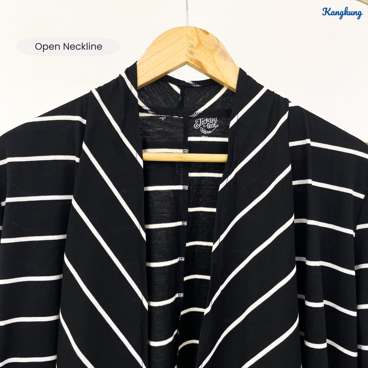 KANGKUNG FAKIRA STRIPE PATTERN LONG OPEN CARDIGAN - C1081