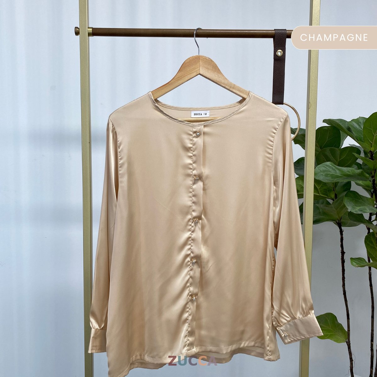 ZUCCA SUHARA ELEGANT SATIN BUTTON BLOUSE - MA063
