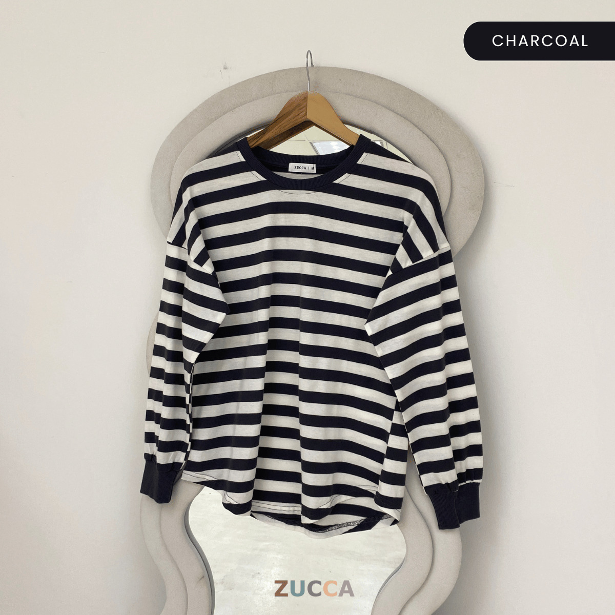 ZUCCA AZUNA CASUAL FINE STRIPE LONG SLEEVE TOP - MA172