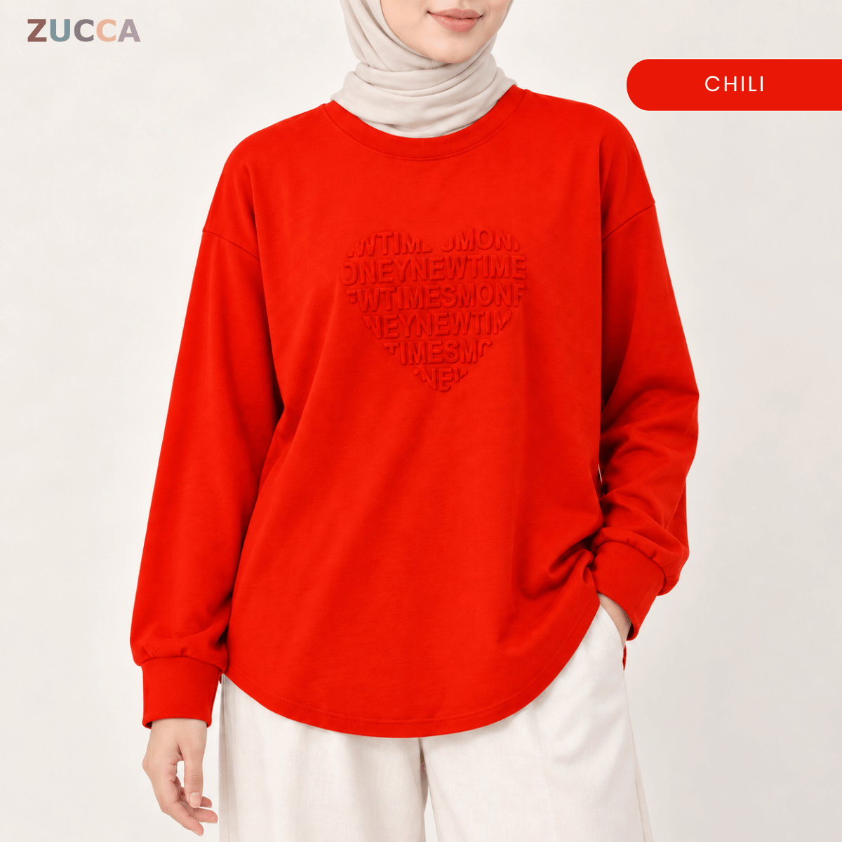 ZUCCA MALIA MINIMAL HEART SHAPE EMBOSSED MODEST TOP - MA183