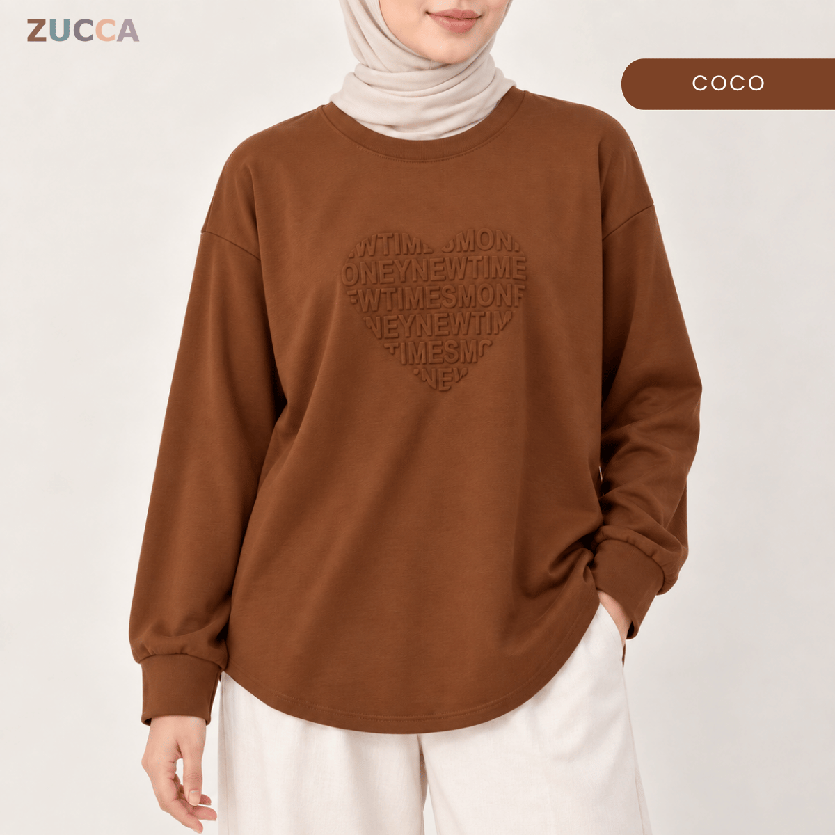 ZUCCA MALIA MINIMAL HEART SHAPE EMBOSSED MODEST TOP - MA183