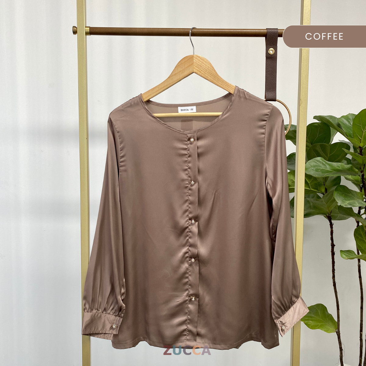 ZUCCA SUHARA ELEGANT SATIN BUTTON BLOUSE - MA063