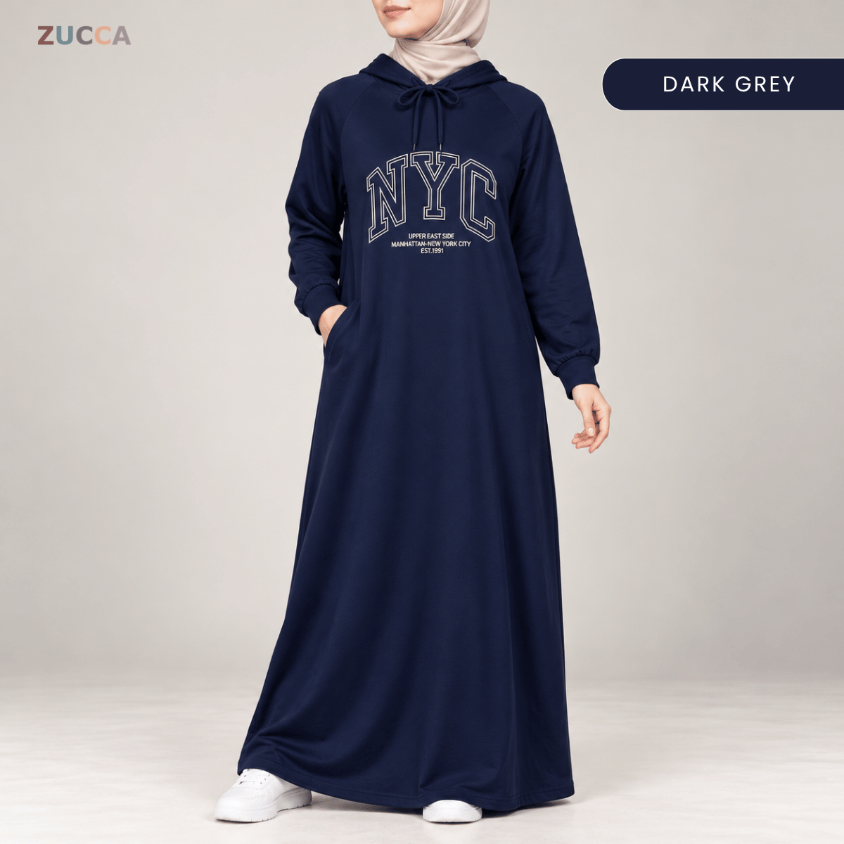 ZUCCA EXORA CASUAL SPORTY HOODIE MAXI DRESS - MA259