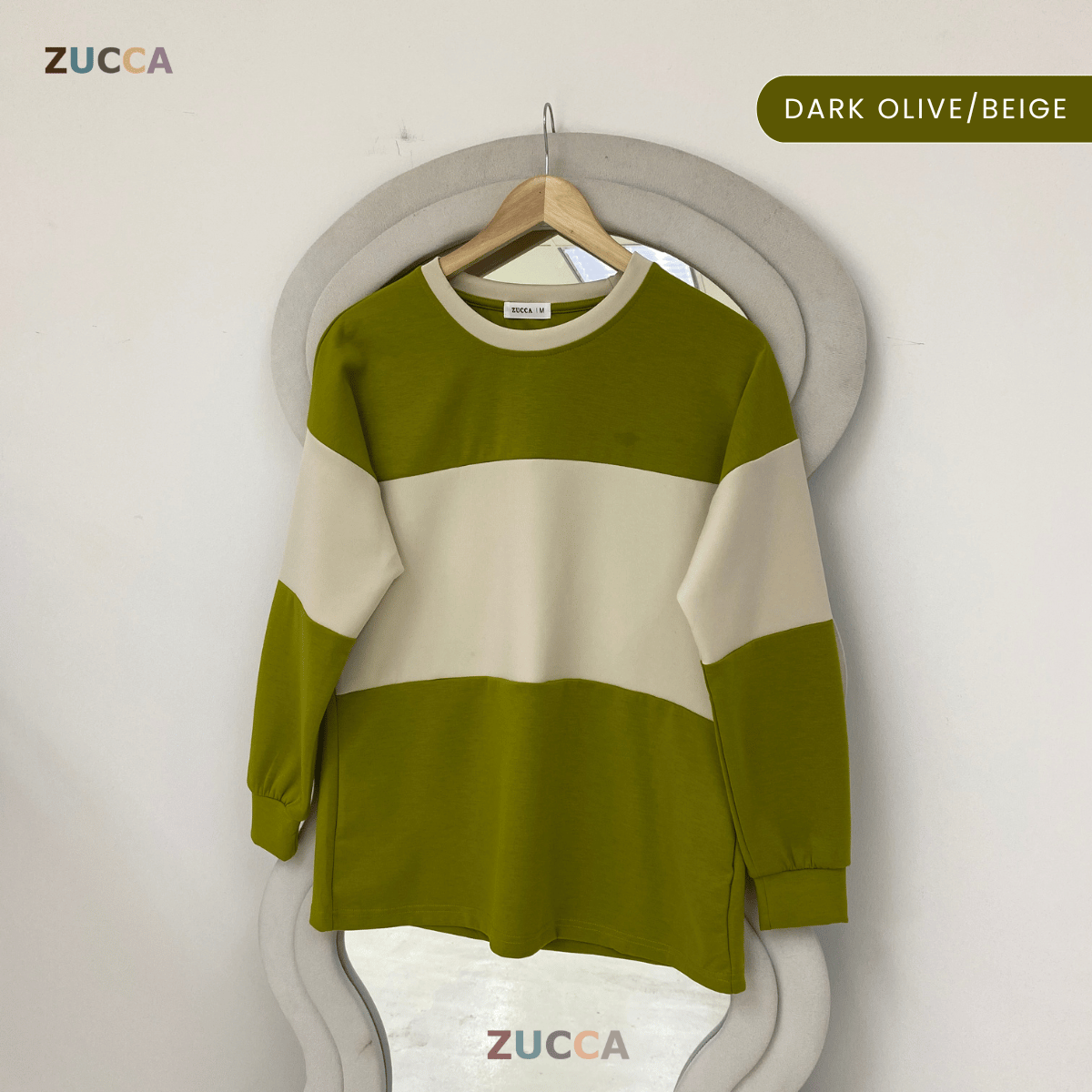 ZUCCA ELINA CASUAL COLOUR BLOCK LONG SLEEVE TOP - MA087