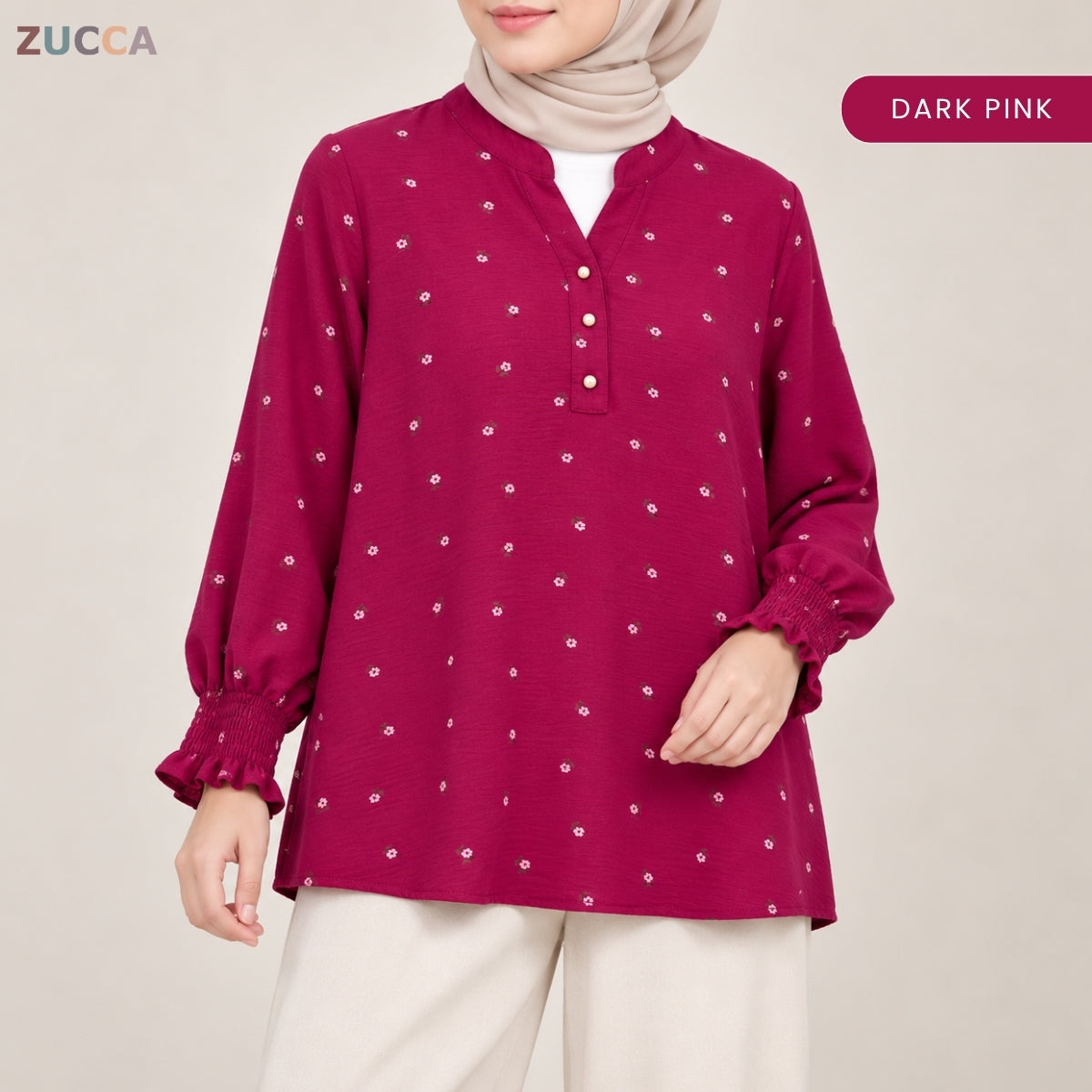ZUCCA ALESHA CASUAL FLORAL PRINTED LONG SLEEVE TOP - ZW013
