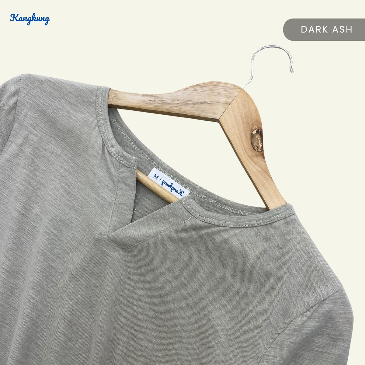 KANGKUNG IKINA KEMEJA KASUAL LEHER V-BULAT - KK120 BAJU WANITA