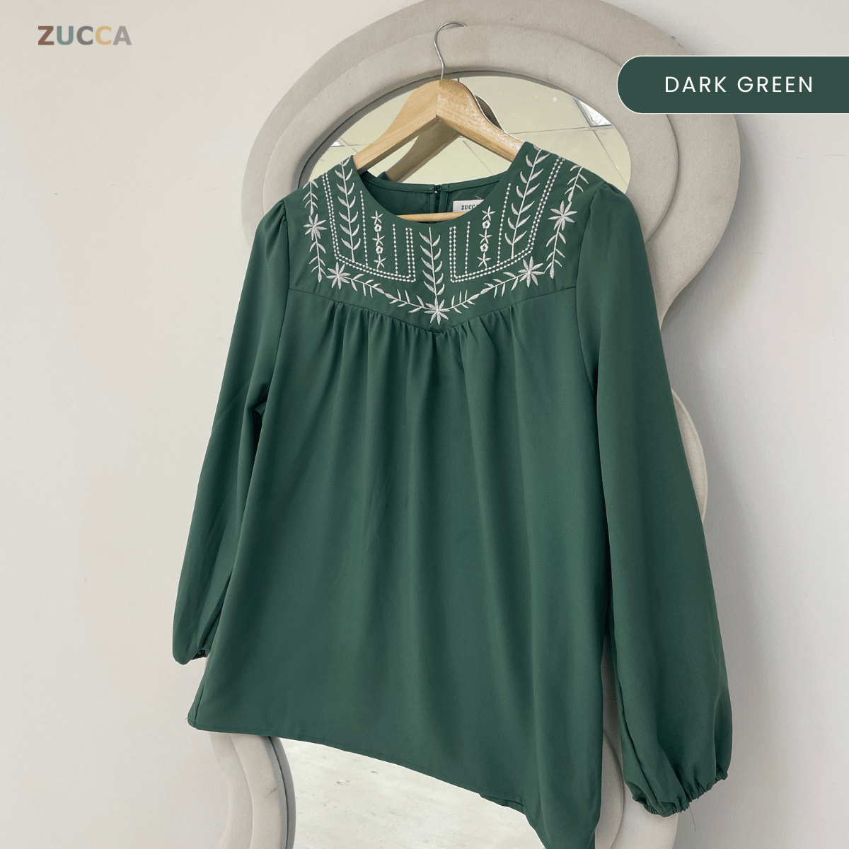 ZUCCA MARLA EMBROIDERED RELAXED MODEST BLOUSE - MA185