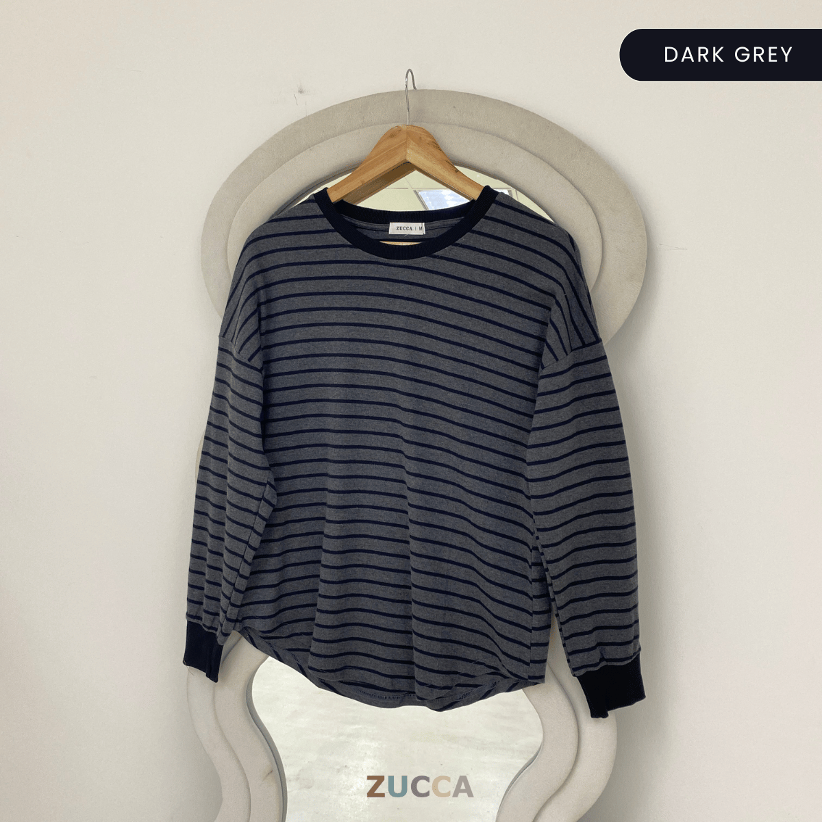 ZUCCA AZUNA CASUAL FINE STRIPE LONG SLEEVE TOP - MA172
