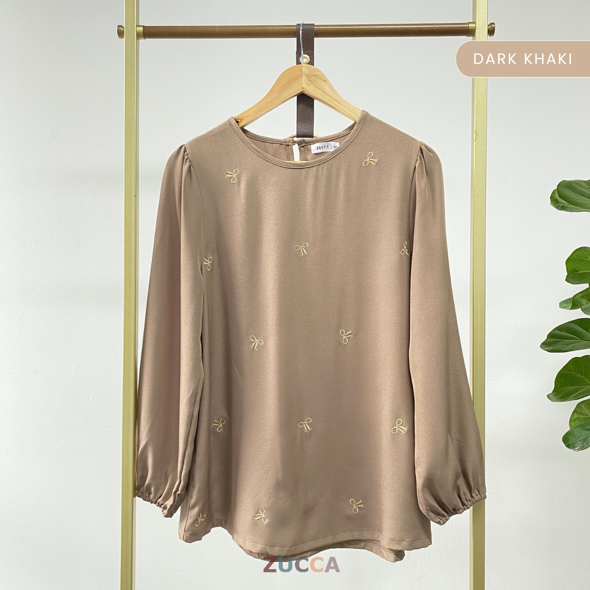 ZUCCA SUANA BOW EMBROIDERY PUFFED BLOUSE - MA030