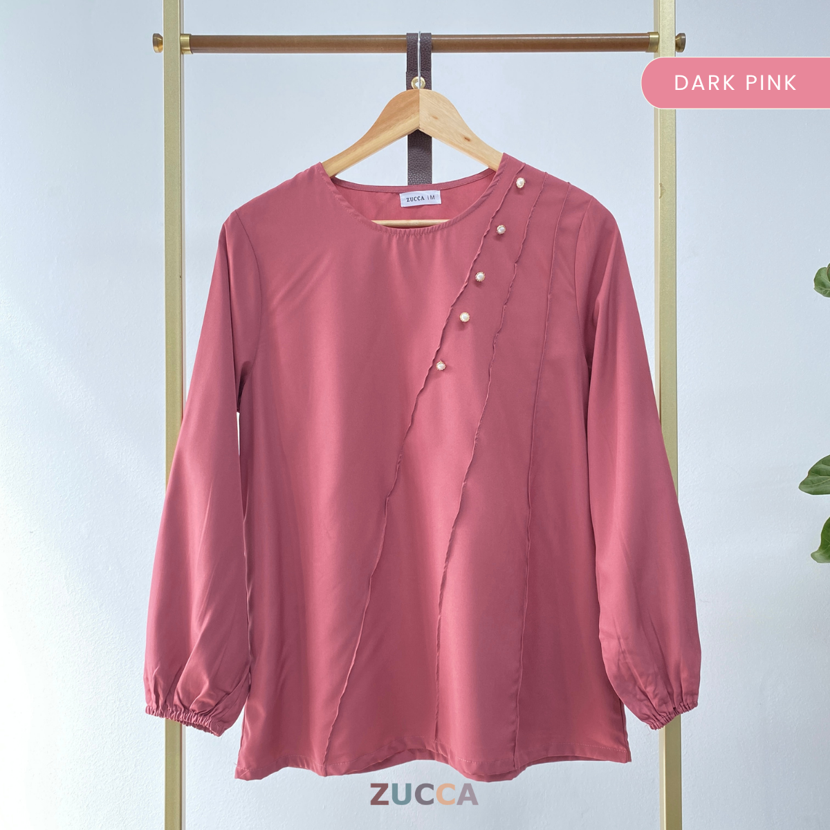 ZUCCA HILANA PLEATED PANEL PEARL DETAIL BLOUSE - MA055