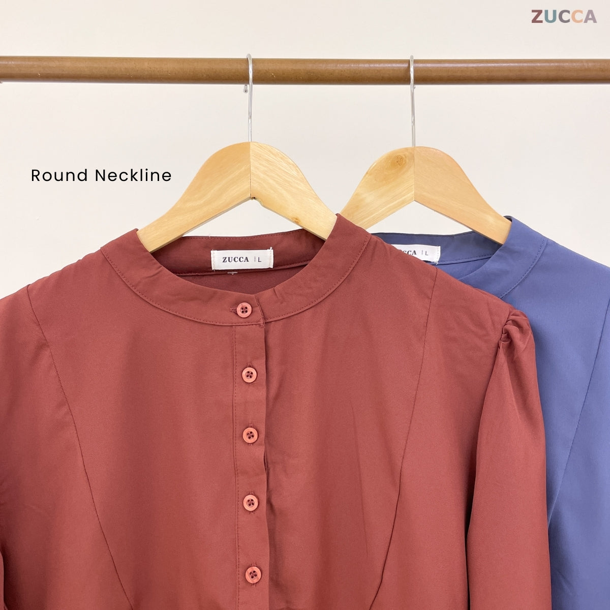 ZUCCA CHERRY HALF BUTTON PUFFED WOMEN BLOUSE - DM020A