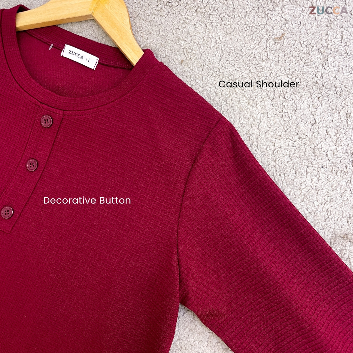 ZUCCA ASA WOMEN CASUALWEAR WAFFLE SHIRT - DM033