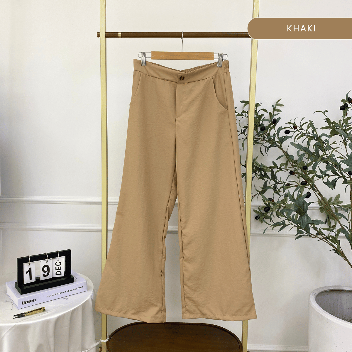 ZUCCA IKARA COTTON WIDE LEG BUTTON PANTS - DM041