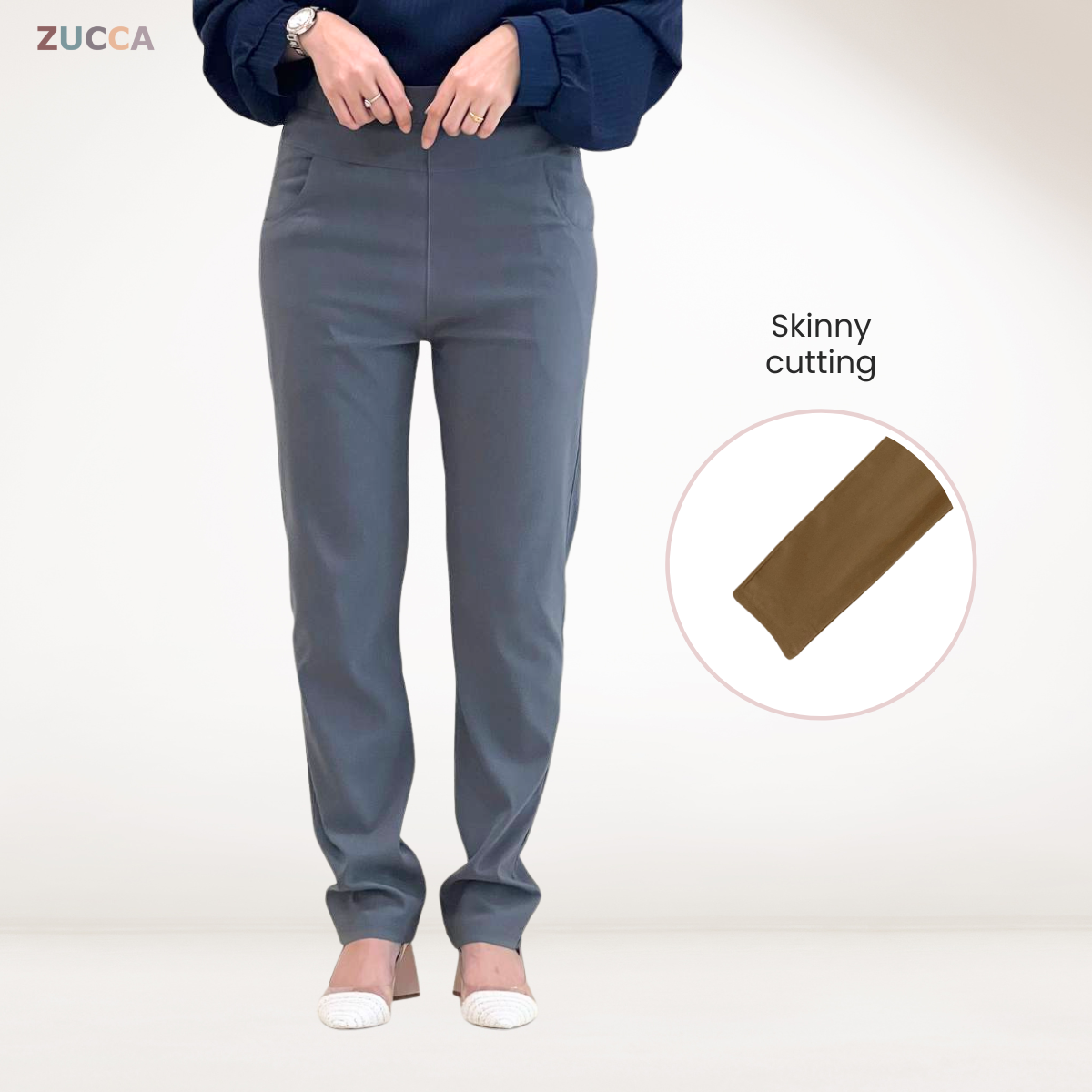 ZUCCA DARWIN SELUAR SLACK STRETCHABLE WANITA STRAIGHT CUT KOREAN STYLE - DM042 PALAZZO Casual Fit