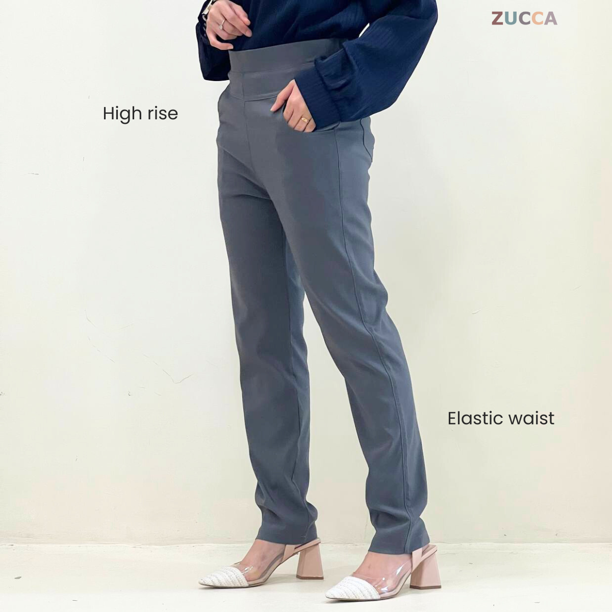 ZUCCA DARWIN SELUAR SLACK STRETCHABLE WANITA STRAIGHT CUT KOREAN STYLE - DM042 PALAZZO Casual Fit