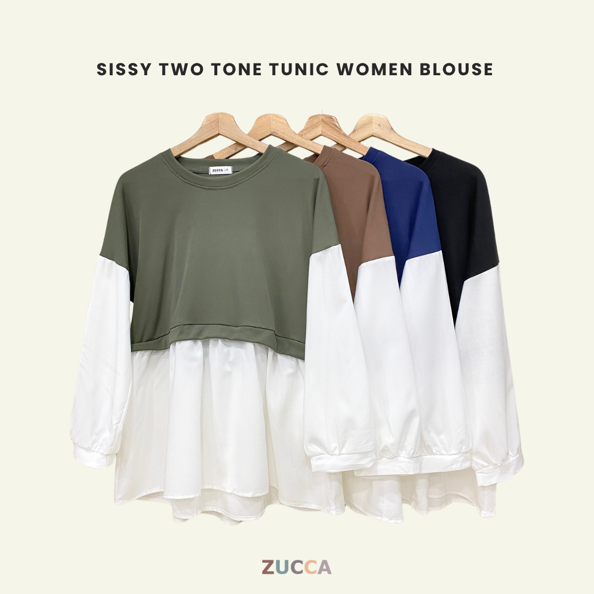 ZUCCA SISSY TWO TONE TUNIC WOMEN BLOUSE - DM062