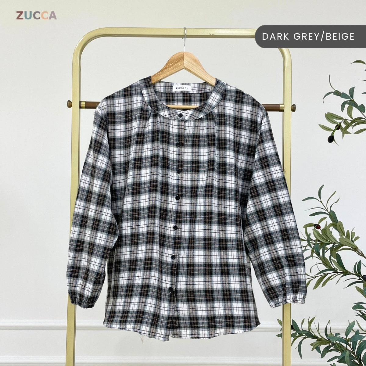 ZUCCA ADAMIA BLAUS KASUAL BERPOLA GINGHAM - DM072