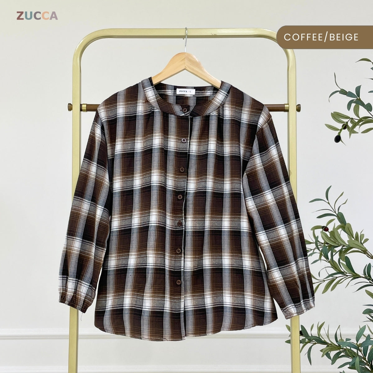 ZUCCA ADAMIA BLAUS KASUAL BERPOLA GINGHAM - DM072