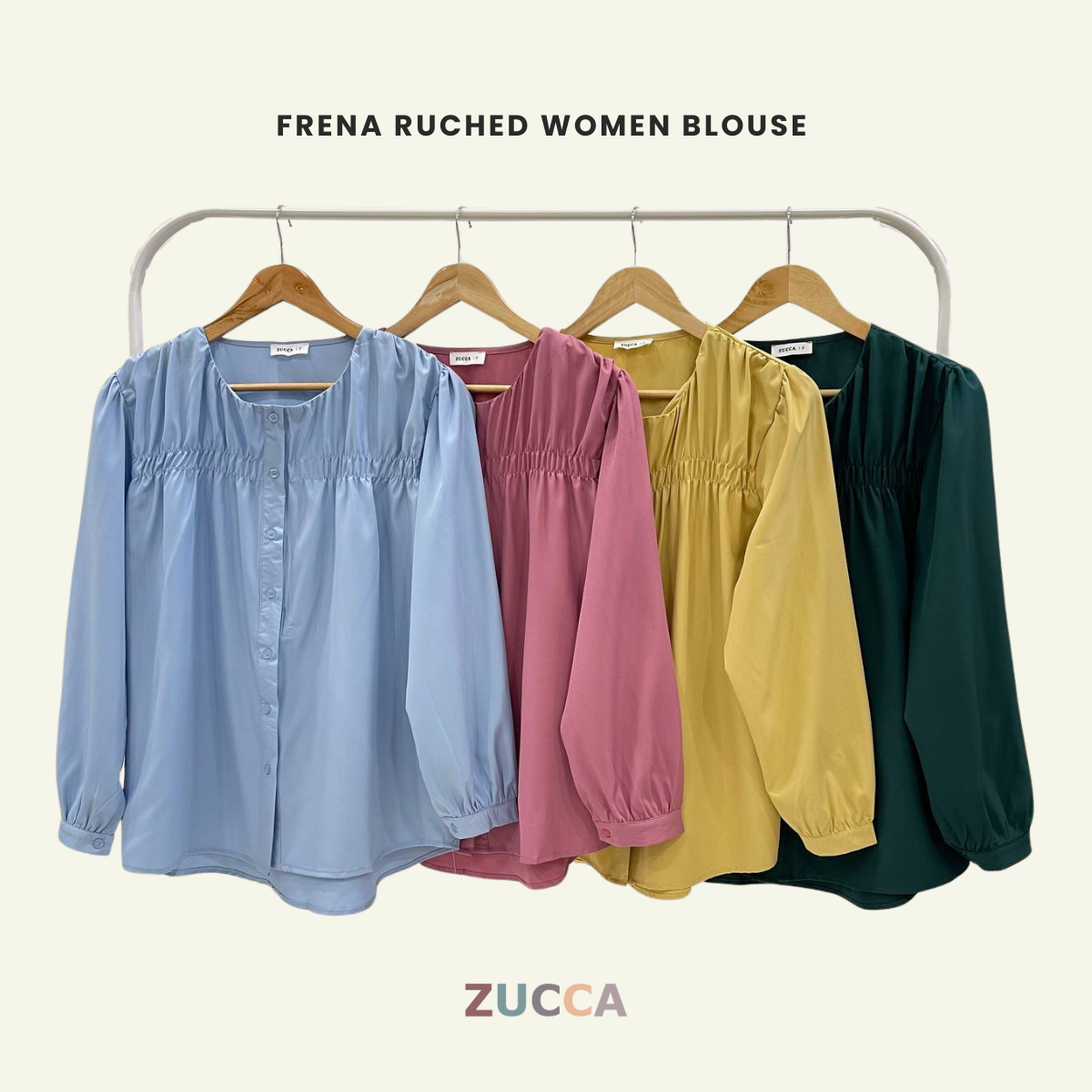 ZUCCA FRENA RUCHED WOMEN BLOUSE - DM078 KOREAN STYLE