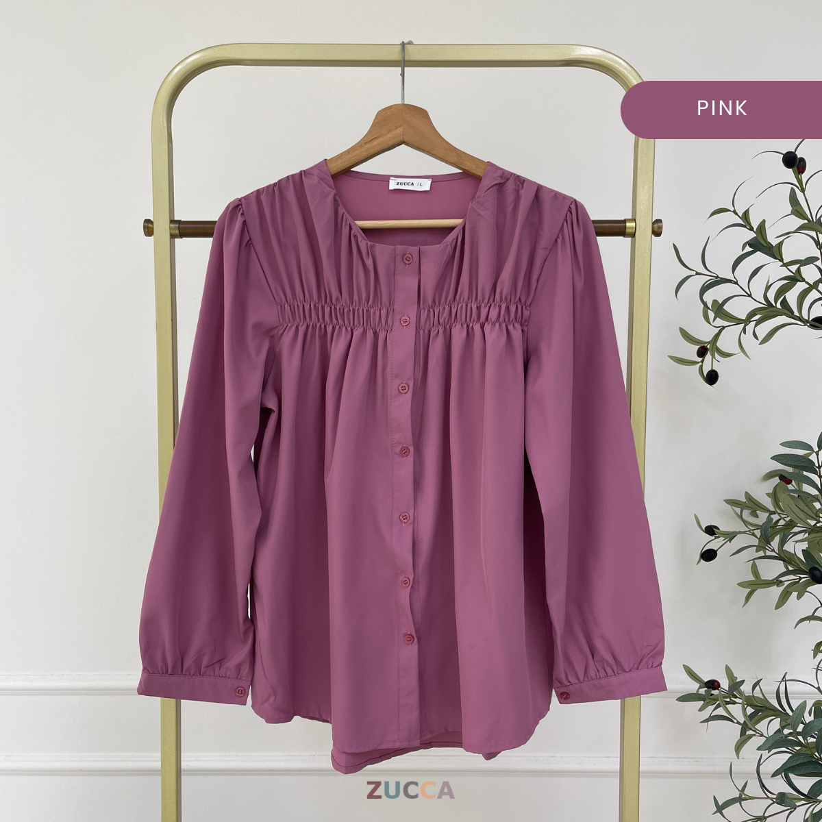 ZUCCA FRENA RUCHED WOMEN BLOUSE - DM078 KOREAN STYLE