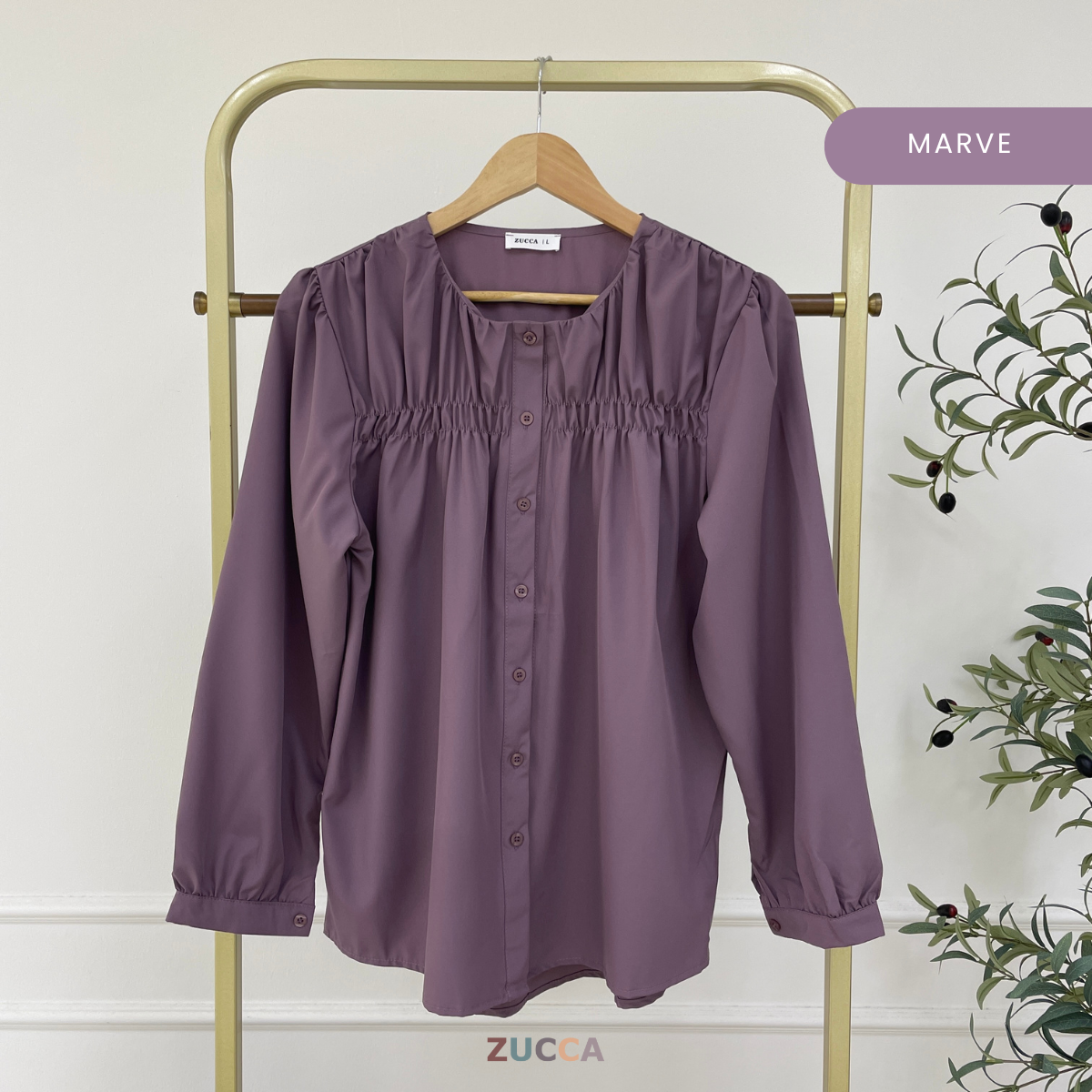 ZUCCA FRENA RUCHED WOMEN BLOUSE - DM078 KOREAN STYLE