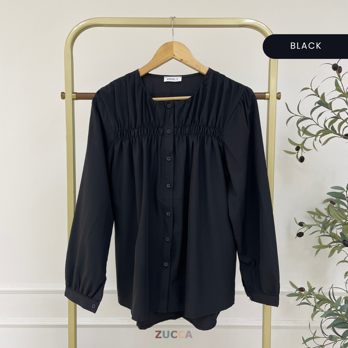 ZUCCA FRENA RUCHED WOMEN BLOUSE - DM078 KOREAN STYLE