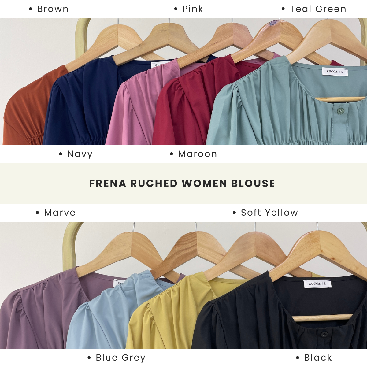 ZUCCA FRENA RUCHED WOMEN BLOUSE - DM078 KOREAN STYLE