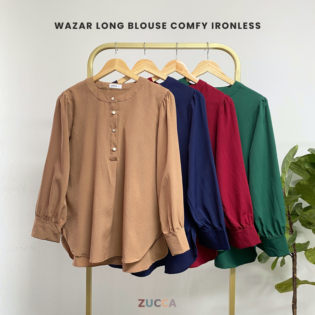 ZUCCA WAZAR LONG BLOUSE COMFY IRONLESS - DM109 Baju Cotton