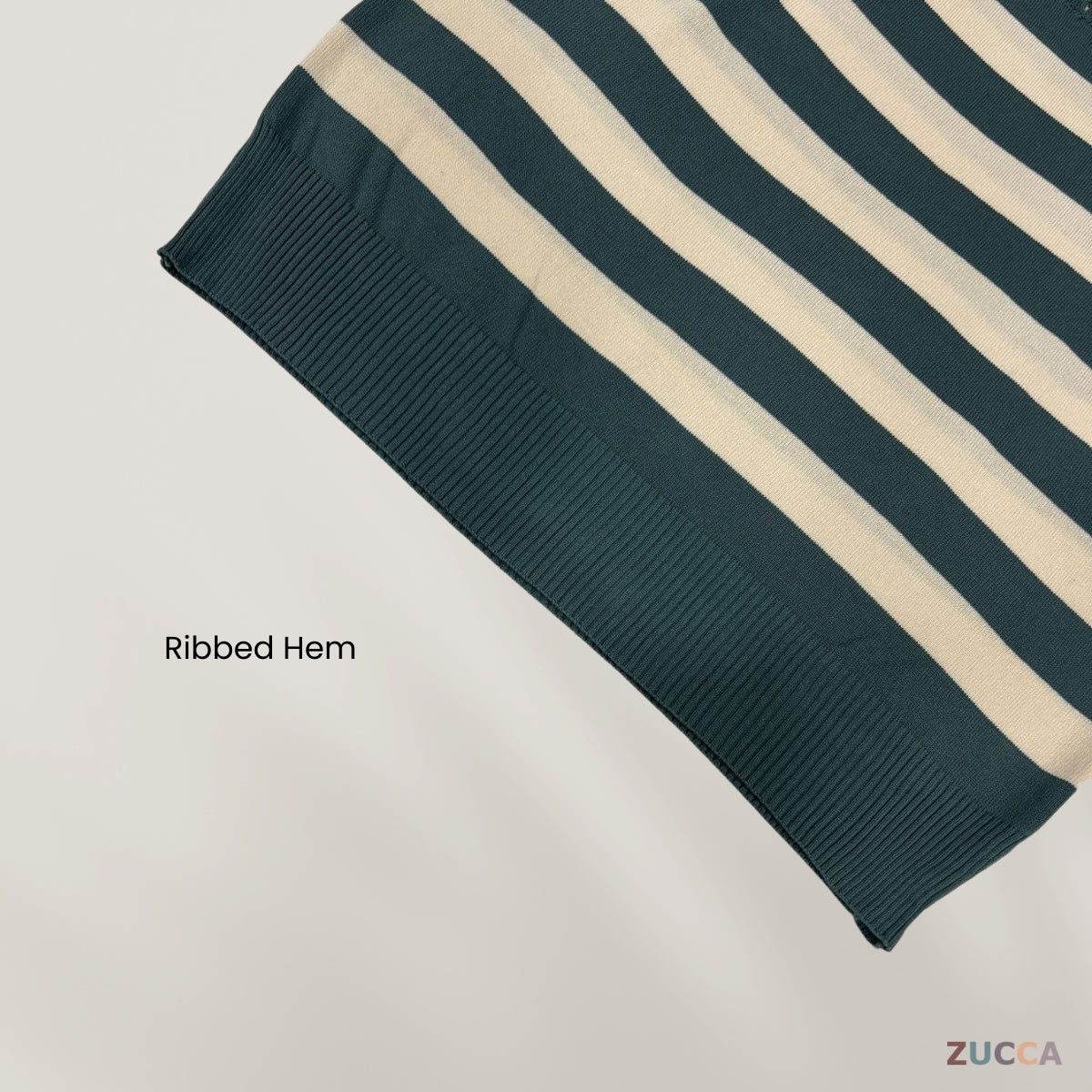 ZUCCA IVANA KEMEJA JALUR LEHER TINGGI BERZIP SEPARUH - DM115 NEW