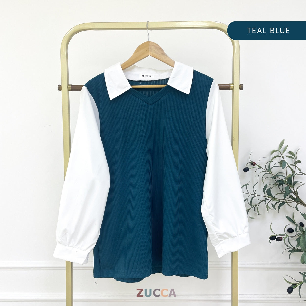 Stacy Ribbed Knit Attached Women Blouse - DM122 Korean Style