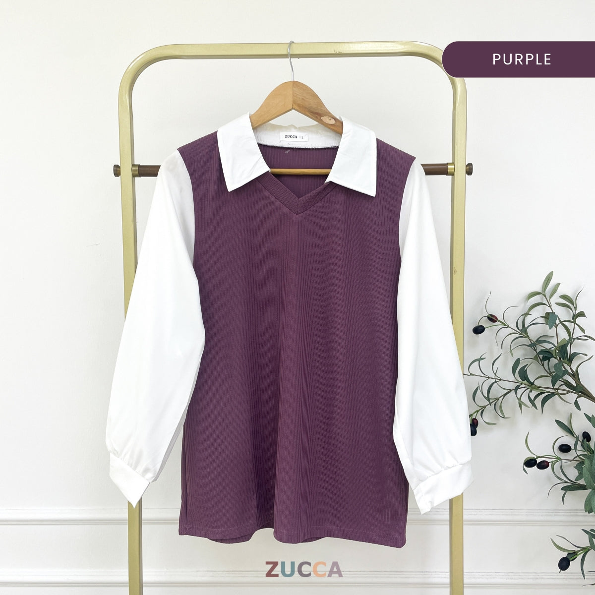 Stacy Ribbed Knit Attached Women Blouse - DM122 Korean Style