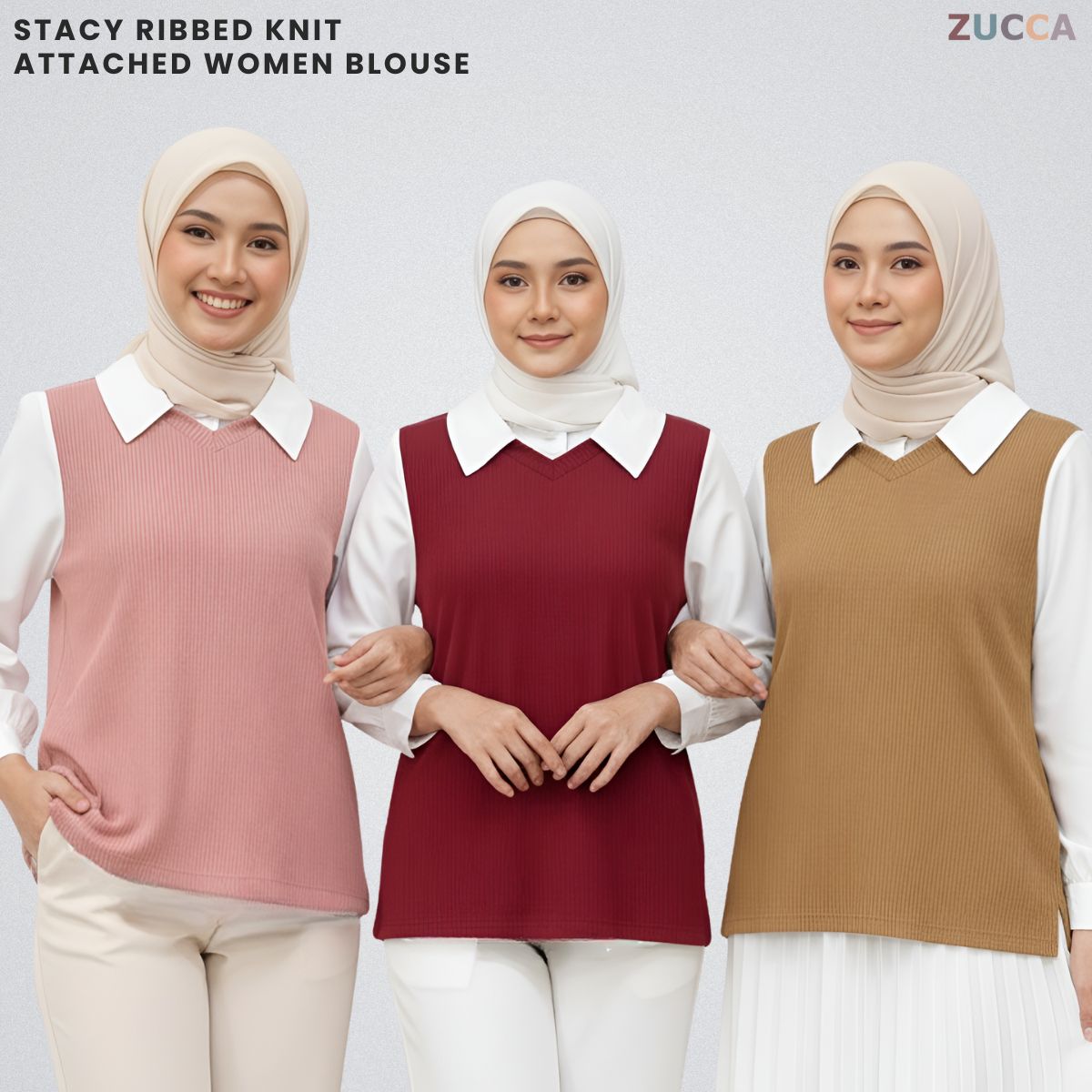 Stacy Ribbed Knit Attached Women Blouse - DM122 Korean Style