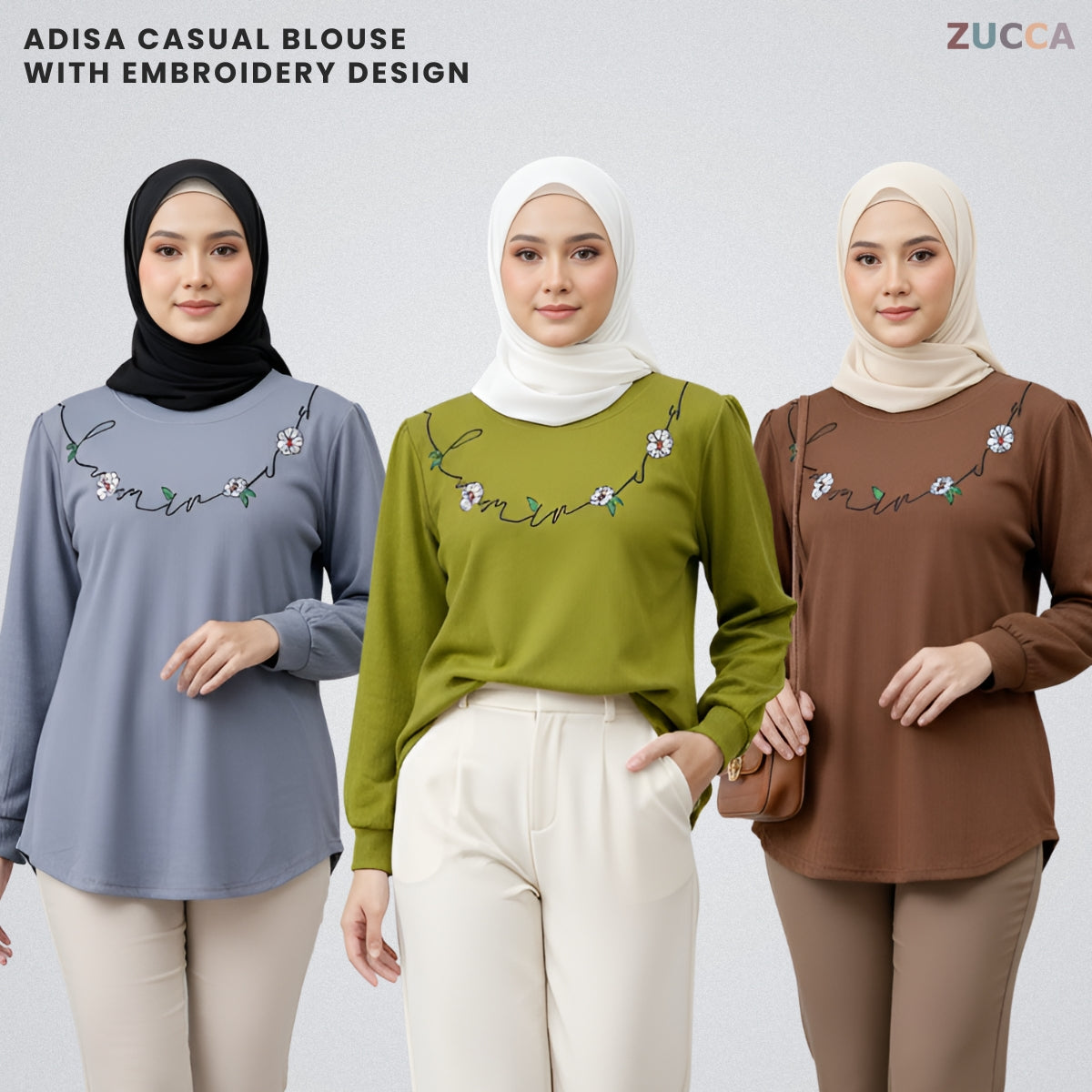 ZUCCA ADISA CASUAL BLOUSE WITH EMBROIDERY DESIGN - DM140