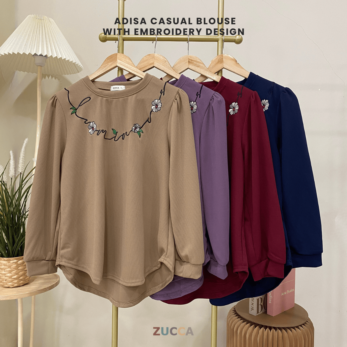 ZUCCA ADISA CASUAL BLOUSE WITH EMBROIDERY DESIGN - DM140