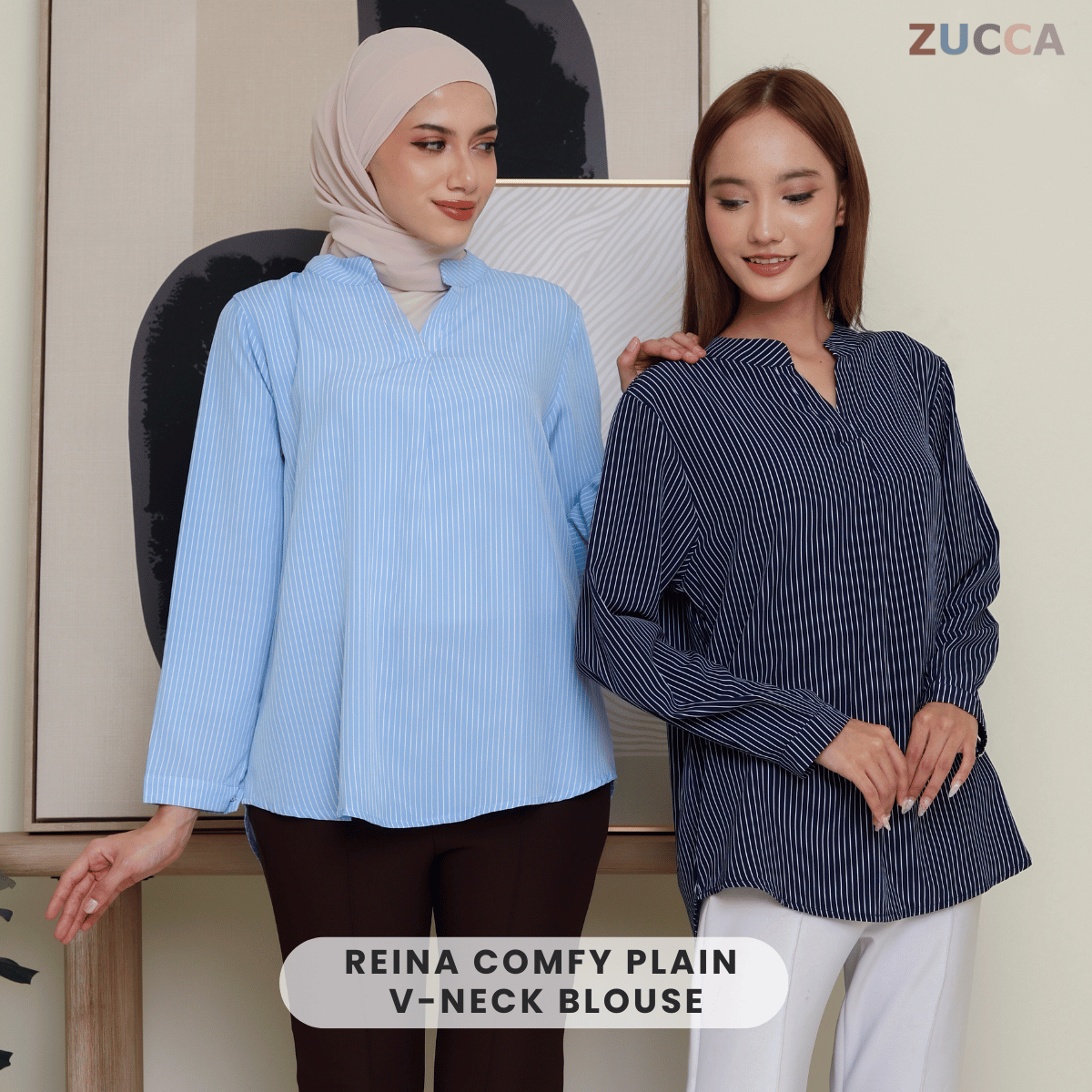 ZUCCA REINA COMFY PLAIN V-NECK BLOUSE - DM144