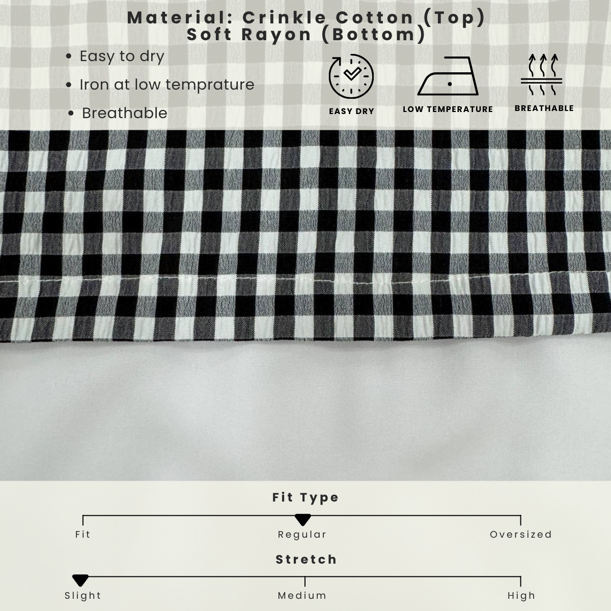 ZUCCA SYIKIN GINGHAM CHECKER PUFFED BLOUSE - DM157