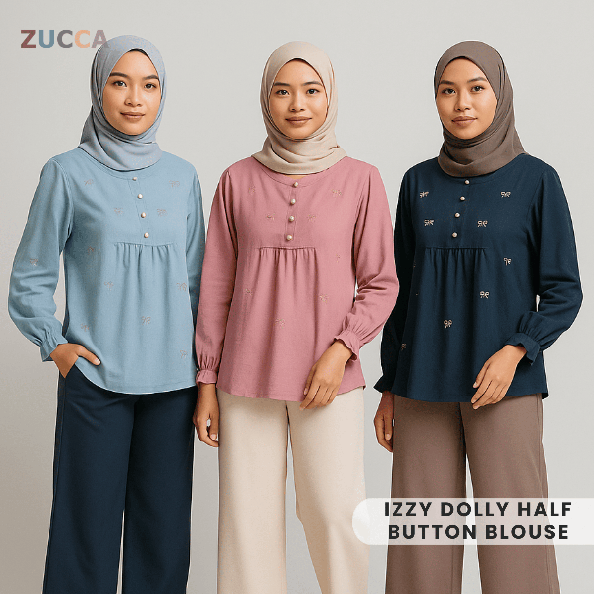ZUCCA IZZY DOLLY BLOUSE SEPARUH BUTANG - DM173
