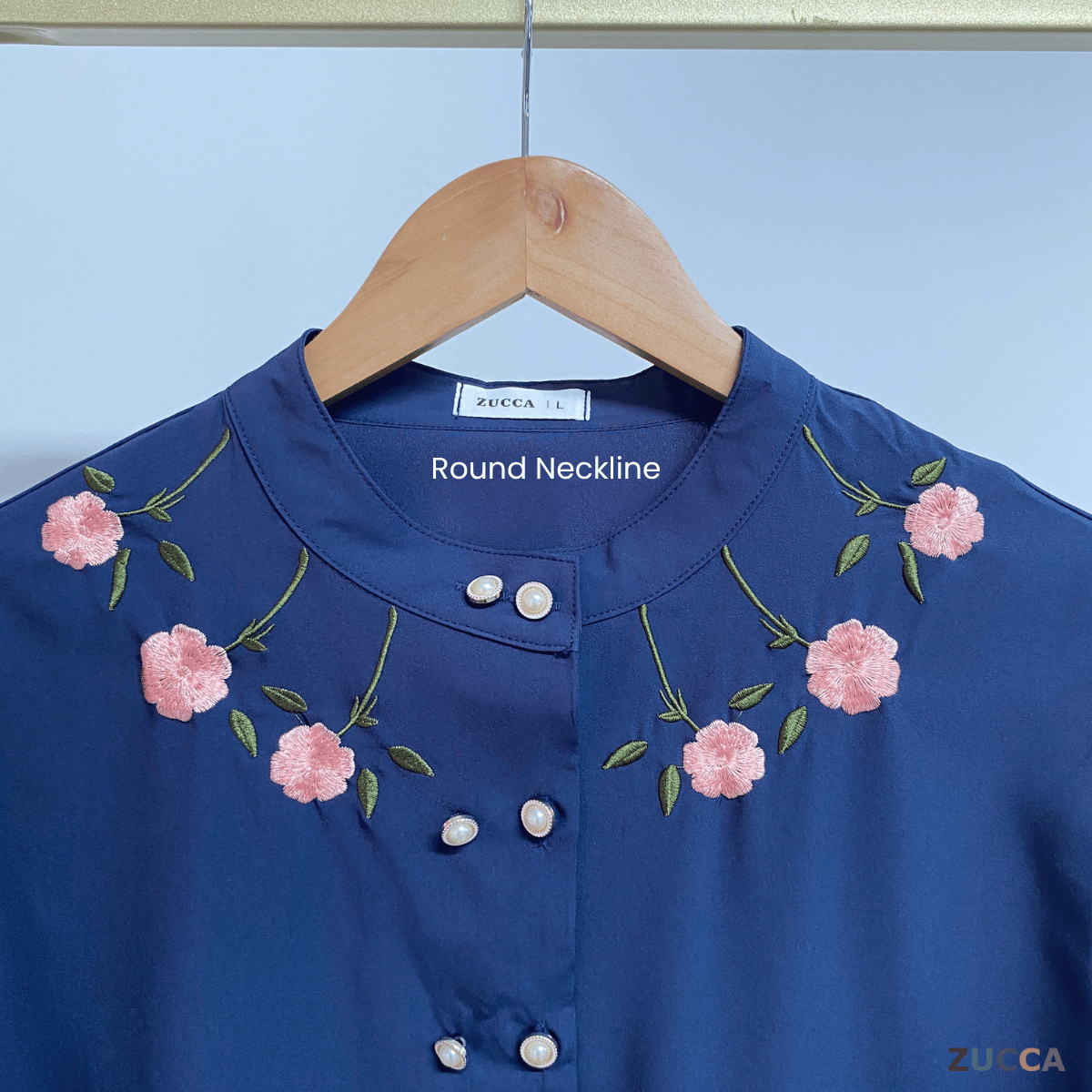 ZUCCA FAWA FLORAL EMBROIDERED WOMEN BLOUSE - DM181 NECK EMBROIDERY LEHER SULAM FLORAL