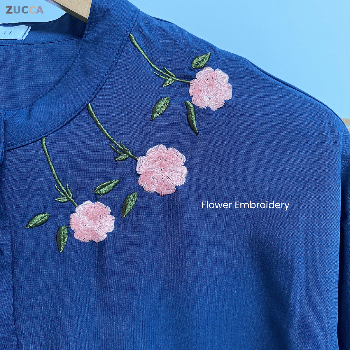 ZUCCA FAWA FLORAL EMBROIDERED WOMEN BLOUSE - DM181 NECK EMBROIDERY LEHER SULAM FLORAL